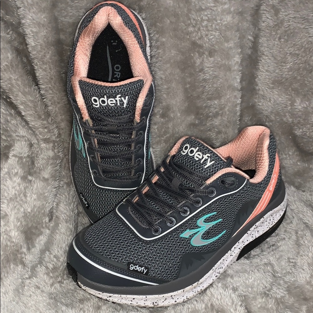 Gdefy Black and Coral Athletic Shoes (wide width)